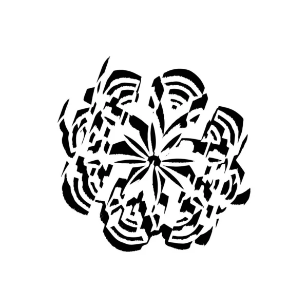 デザイナーのための雪の結晶粒の装飾要素白の背景にスタンプブラック形状ベクトルイラスト — ストックベクタ