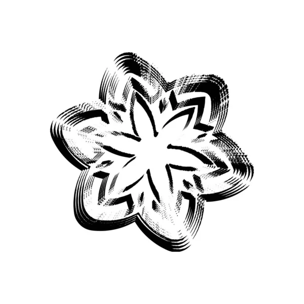 Flower Grunge Decor Element Designer Stamp Black Shape White Background — 스톡 벡터