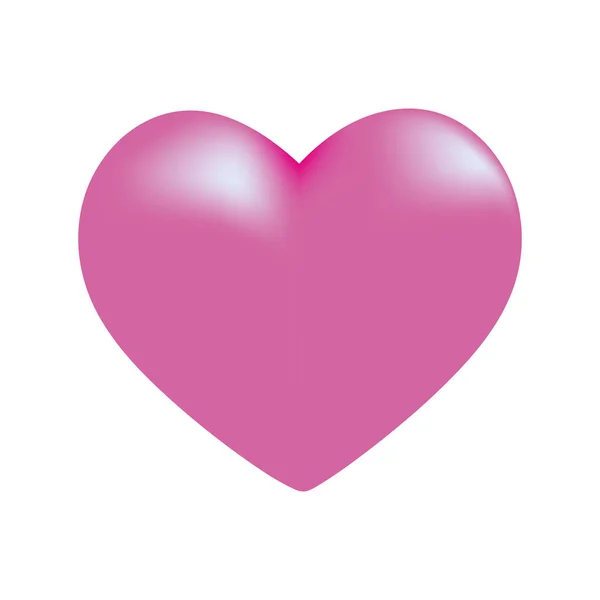 Pink Heart White Background Valentine Day Romance Symbol Vector Illustration — Stock Vector
