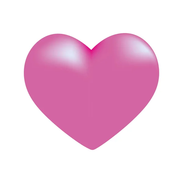 Pink heart on white background Valentine's day romance symbol Vector illustration