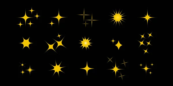 Set Von Sternen Silhuoette Auf Dunklem Hintergrund Vektor Eps — Stockvektor