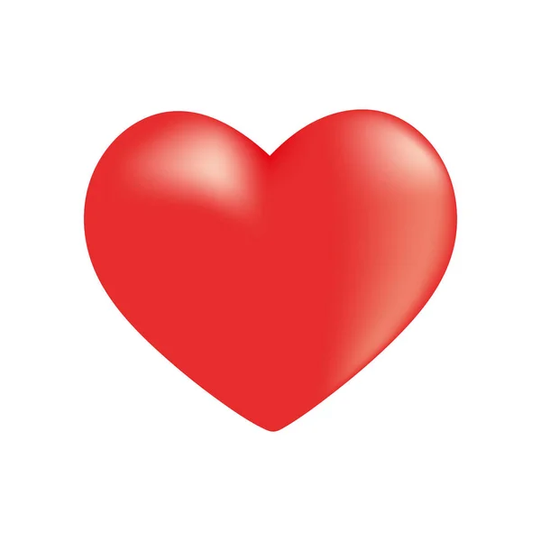 Piros Szív Fehér Háttér Valentin Nap Romantika Szimbólum Vektor Illusztráció — Stock Vector