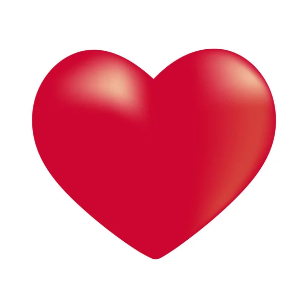 Piros Szív Fehér Háttér Valentin Nap Romantika Szimbólum Vektor Illusztráció — Stock Vector