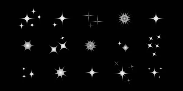 Set Stars Silhuoette Dark Background Vector Illustration — Stock Vector