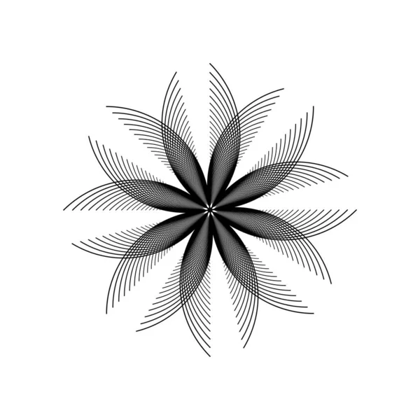 Black Flower White Background Minimal Abstract Symbol Circle Vortex Logo — 图库矢量图片