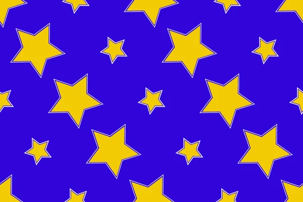 Seamless Pattern Stars Blue Background Vector Illustration Texture Wrapping Fabric — Stock Vector