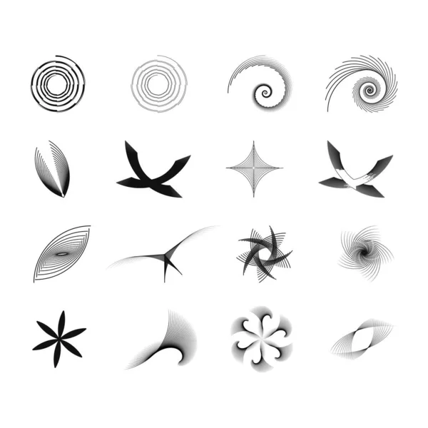 Set Minimal Abstract Symbol Circle Vortex Logo Geometric Shape Vector — Vetor de Stock