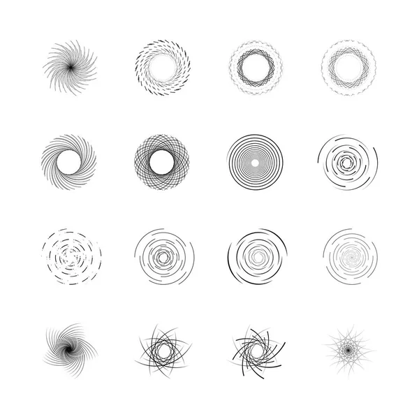 Set Minimal Abstract Symbol Circle Vortex Logo Geometric Shape Vector — Image vectorielle
