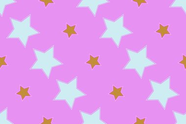 Seamless pattern with stars on pink background Vector illustration Texture for wrapping and fabric