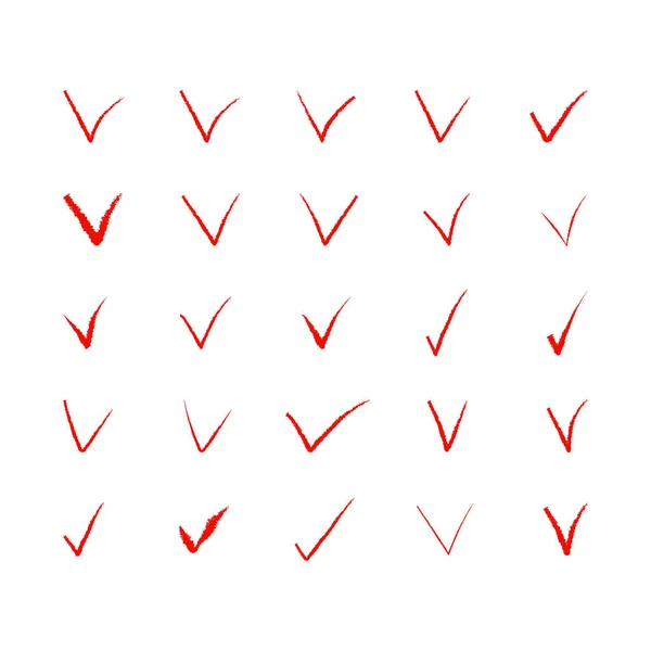 Set Check Marks Red Confirm Icon Vector Illustration — Wektor stockowy