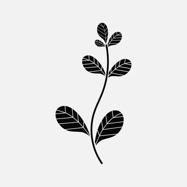 Black Flower Leafs White Background Vector Illustration — Vector de stock