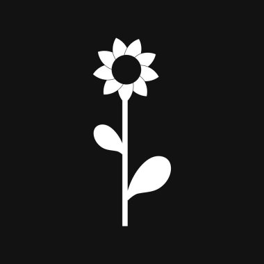 Siyah arkaplan Vektör İllüstrasyonunda Beyaz Çiçek ve Yapraklar