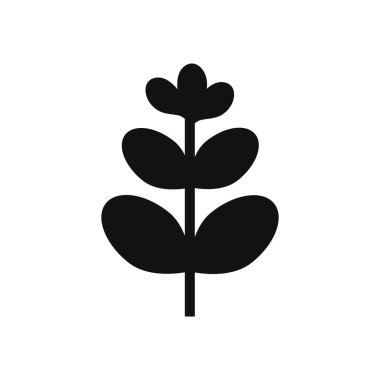 Beyaz arkaplan Vektör İllüstrasyonunda Siyah Çiçek ve Yapraklar