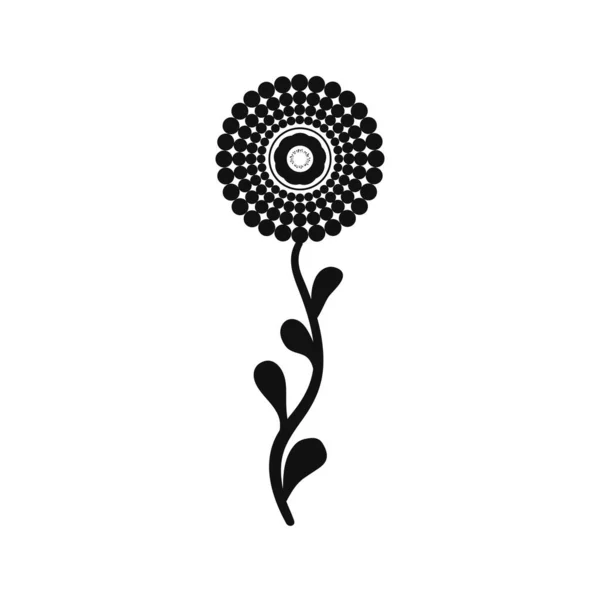 Black Flower Leafs White Background Vector Illustration — стоковый вектор