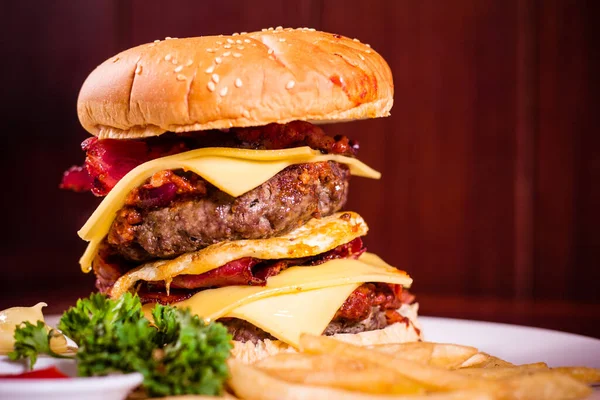 Burger Queijo Com Patty Food Foto — Fotografia de Stock