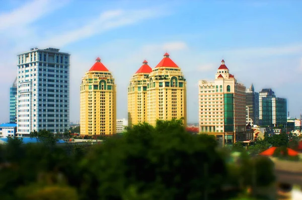 Κτίρια Τζακάρτα Γραφεία Ξενοδοχείο Και Πολυκατοικία — Φωτογραφία Αρχείου