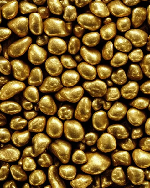 Rendering Lots Gold Pebbles — Stock Photo, Image