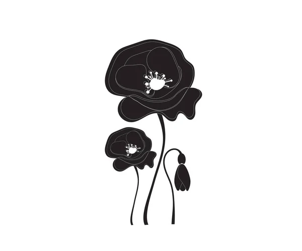 Icône Fleur Pavot Isolée Sur Fond Blanc Image Vectorielle — Image vectorielle