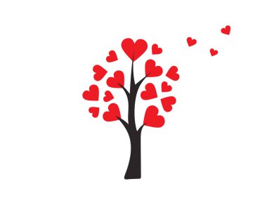 Yapraklı kalp şeklinde ağaç. Vektör simgesi