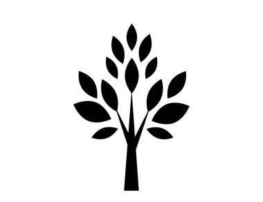 Flat black Tree icon. Nature, park. Vector image.