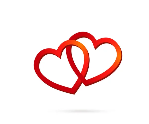 Heart Icon Two Hearts Connected Vector Symbol Concept Valentine Couple — Vector de stock