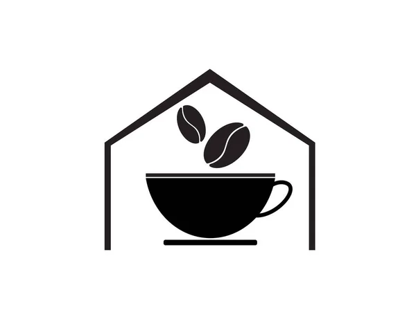 House Coffee Cup Grains Isolated White Background Cafe Restaurant Icon — Archivo Imágenes Vectoriales