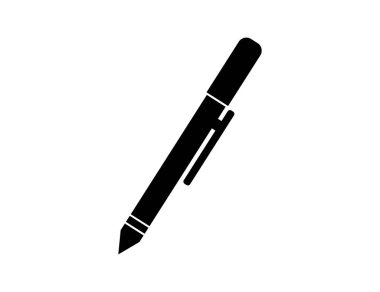 Dolma kalem simgesi beyaz arkaplanda izole edildi. Dolma kalem, basit siluet. Web sitesi sayfası ve mobil uygulama tasarım vektör ögesi.