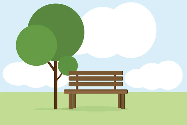 公园里的长椅和树自然 — 图库矢量图片