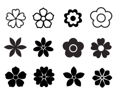 Bir çiçeğin tasarım simgeleri vektör illüstrasyonuName).