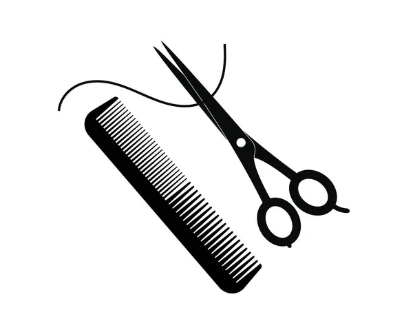平面图标剪子和梳子隔离在白色背景 美容院 — 图库矢量图片