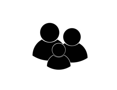 Düz siyah aile simgesi. Vektör resmi