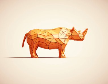 Beyaz arka planda düşük polimerli gergedan. Yaratıcı ve karmaşık bir kavram. Bu 3 boyutlu bir çizim.