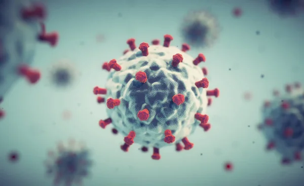 Cellula Del Virus Vicino Sfondo Colorato Concetto Pandemia Scienza Questa — Foto Stock