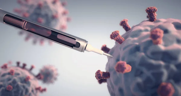Primo Piano Una Cellula Virale Vaccinata Vaccino Contro Virus Corona — Foto Stock