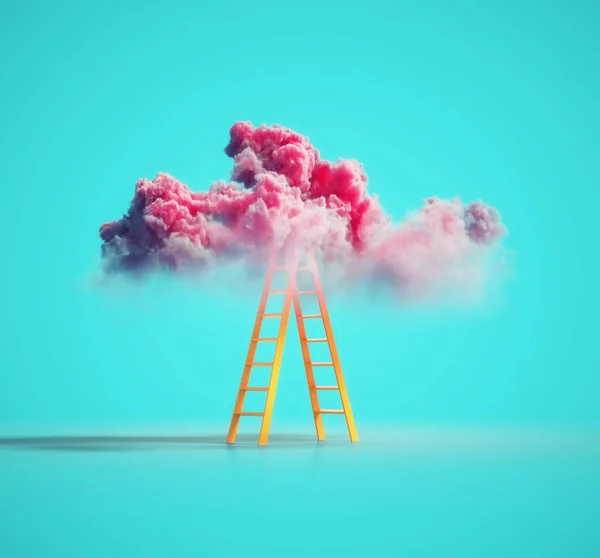 Escada Para Uma Nuvem Colorida Aspirações Conceito Sonho Esta Uma — Fotografia de Stock
