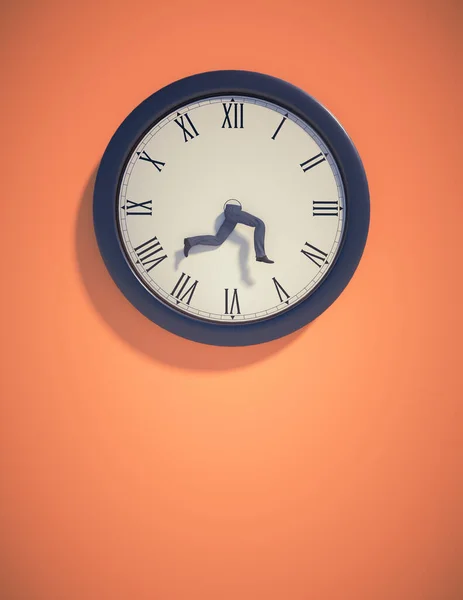 Clock Wall Running Legs Deadline Time Passing Fast Concept Render — стоковое фото