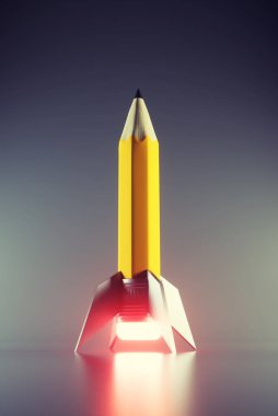 Füze gibi kalem. Çalıştır ve fırlatma projesini başlat. Bu 3 boyutlu bir çizim.