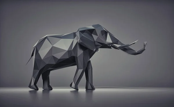 Χαμηλό Poly Ελέφαντα Σκούρο Φόντο Δημιουργική Και Πολύπλοκη Έννοια Αυτή — Φωτογραφία Αρχείου