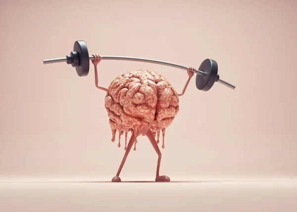 Human Brain Lifting Weight Private Lessons Knowledge Concept Render Illustration — Stock Photo, Image