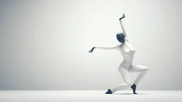 Abstract woman posing and dancing. Dynamic motion and balance concept. This is a 3d render illustration