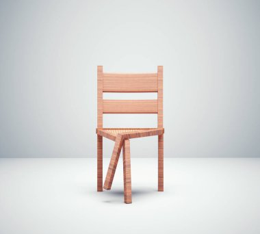 Chair with legs crossed . Creativity and impossible concept. This is a 3d render illustration