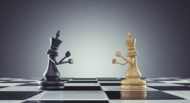 Two chess pieces boxing. Competition and leadership concept. This is 3d render illustration
