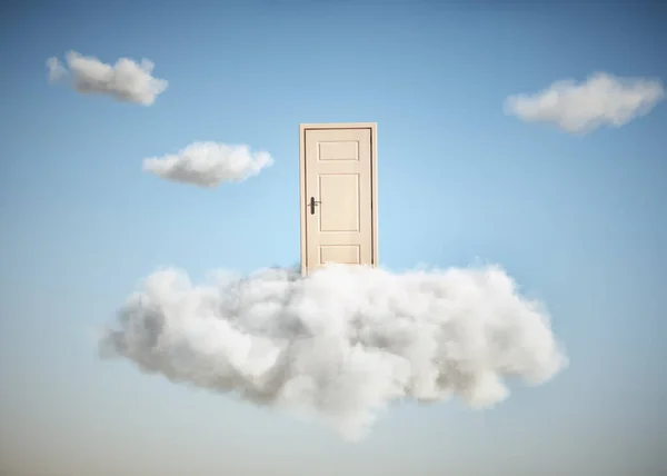 Porta Fechada Céu Com Nuvens Brancas Conceito Sonho Esta Uma — Fotografia de Stock