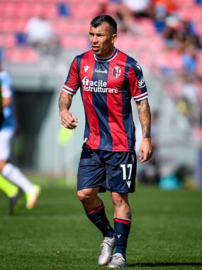 İtalyan futbolu Serie A maçında Gary Medel (Bologna) portresi Bologna FC - SS Lazio maçı sırasında İtalya 'nın Bologna kentindeki Renato Dall & # 39; Ara Stadyumu' nda yapıldı.