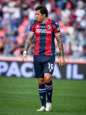 İtalyan futbolu Serie A maçında Federico Santander (Bologna) portresi Bologna FC - SS Lazio maçı sırasında İtalya 'nın Bologna kentindeki Renato Dall & # 39; Ara Stadyumu' nda yapıldı.
