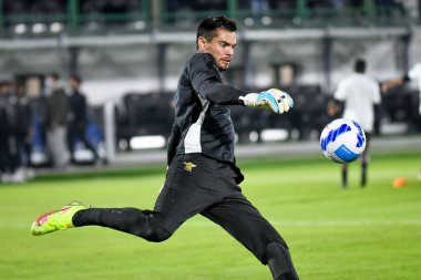 Venezia 'nın Sergio Romero portresi İtalyan futbol takımı Serie A maçında Venezia FC, ACF Fiorentina' ya karşı Venedik, İtalya 'daki Pier Luigi Penzo Stadyumu' nda 18 Ekim 2021 'de oynandı.