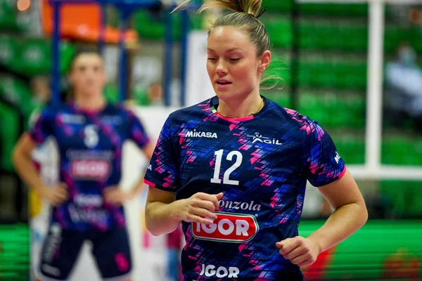 Micha Danielle Hancock (Novara) voleybol maçında İtalyan Serie A1 Kadınlar Imoco Volley Conegliano 'ya karşı İgor Gorgonzola Novara ile Treviso, İtalya' da Palaverde 'de, 21 Ekim 2021 - Fotoğraf: Ettore Griffoni