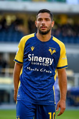 Giancluca Caprari (Verona) İtalyan futbol takımı Serie A maçında Hellas Verona FC - SS Lazio maçı sırasında İtalya 'nın Verona kentindeki Marcantonio Bentegodi Stadyumu' nda 24 Ekim 2021 - Fotoğraf: Ettore Griffoni