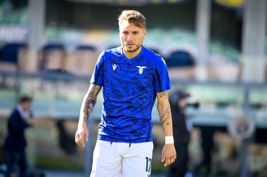 Ciro Immobile (Lazio), İtalya 'nın Verona şehrindeki Marcantonio Bentegodi Stadyumu' nda oynanan Hellas Verona FC - SS Lazio maçında 24 Ekim 2021 - Fotoğraf: Ettore Griffoni