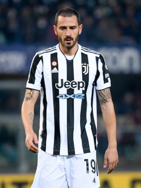 Leonardo Bonucci (Juventus) İtalyan futbol takımı Serie A 'nın 30 Ekim 2021' de İtalya 'nın Verona kentinde Marcantonio Bentegodi Stadyumu' nda oynanan Hellas Verona FC - Juventus FC maçı sırasında portresi